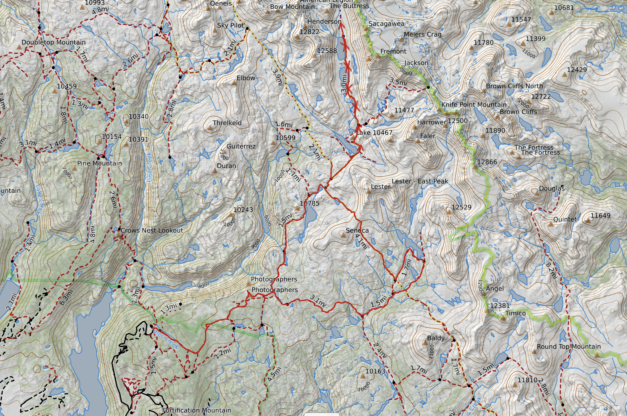 Wind River Range trail map